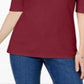 Karen Scott Blusa feminina de algodão com manga cotovelo, vermelha, tamanho extragrande