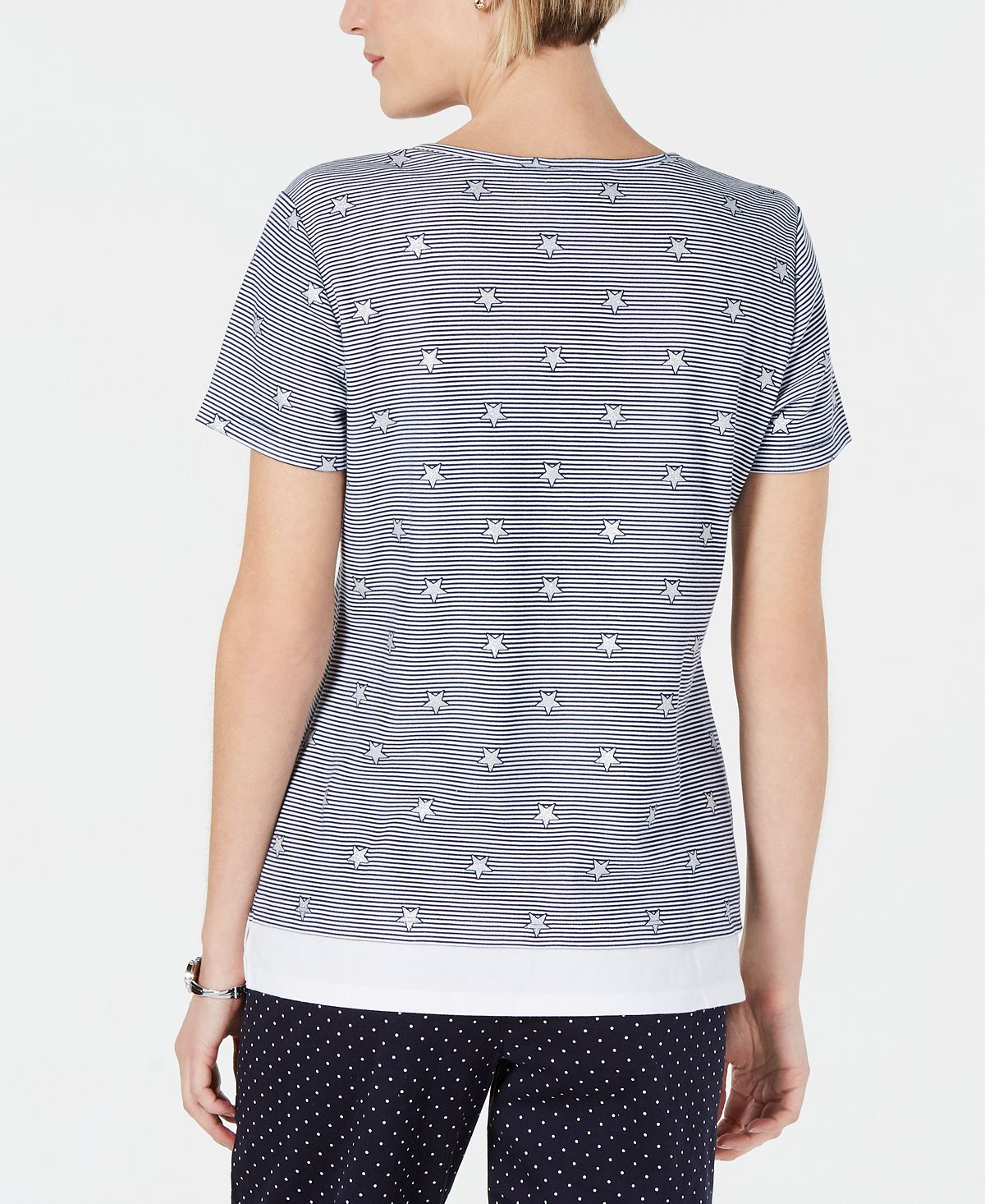 Blusa feminina Karen Scott em camadas, azul, tamanho pequeno