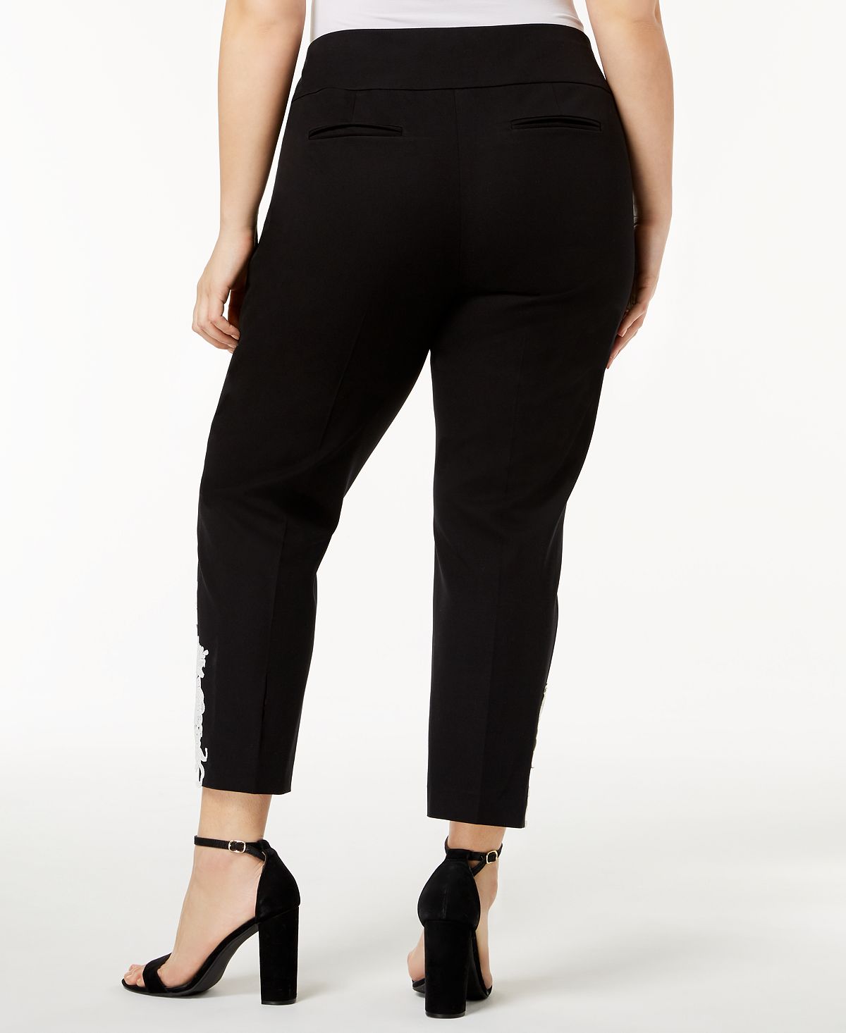 Calça feminina Alfani bordada para usar no trabalho, preta, tamanho 22W