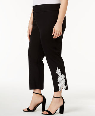 Calça feminina Alfani bordada para usar no trabalho, preta, tamanho 22W