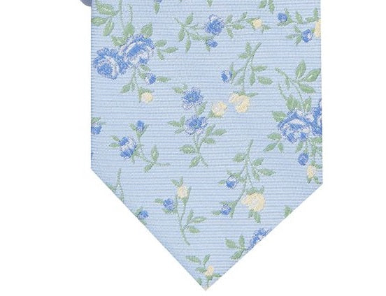 Gravata de seda floral Collins Bar III masculina, azul, tamanho regular