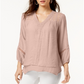 Top feminino estilo &amp; co com bainha de lenço e renda rosa tamanho extragrande