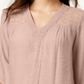 Top feminino estilo &amp; co com bainha de lenço e renda rosa tamanho extragrande