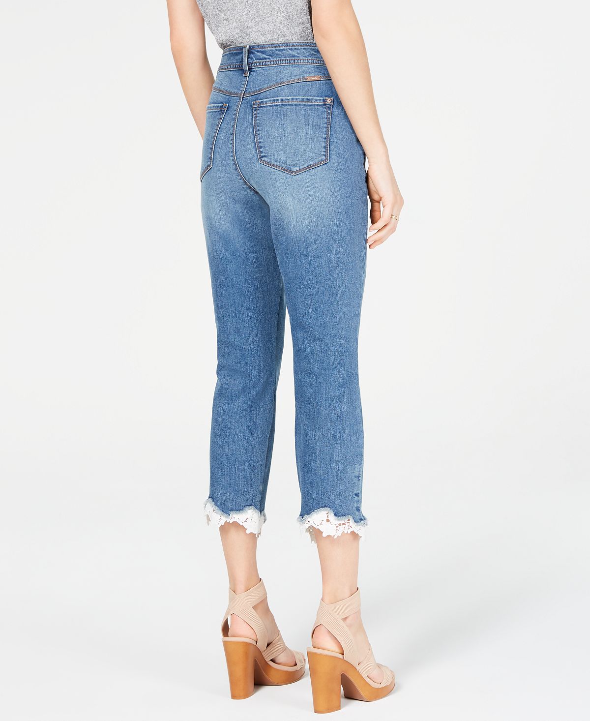 Calça jeans feminina com acabamento em renda da INC International Concepts, azul, tamanho 10