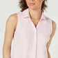 Camisa feminina listrada de algodão piquê Charter Club rosa tamanho 6 petite