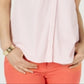 Camisa feminina listrada de algodão piquê Charter Club rosa tamanho 6 petite