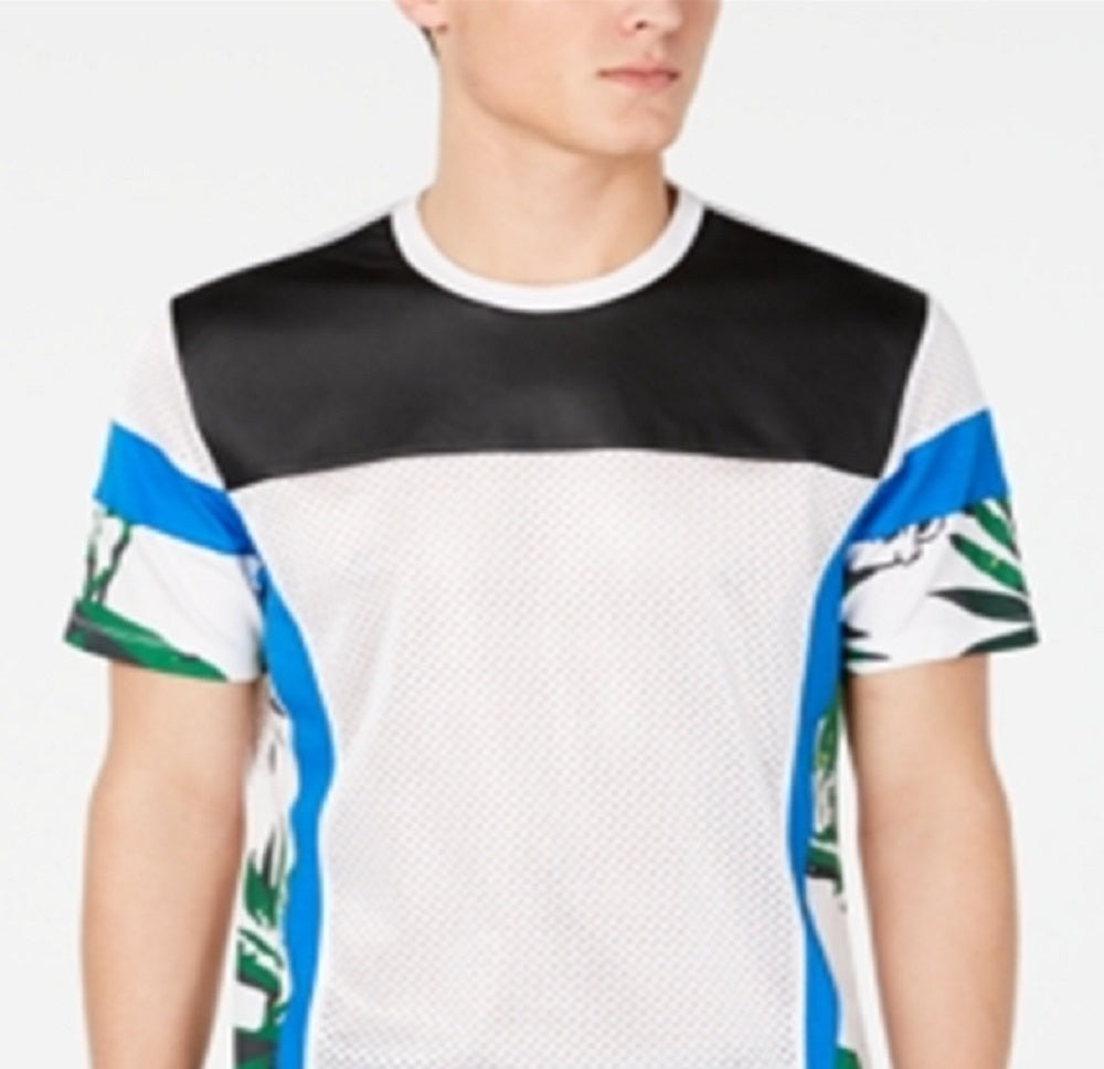 Camiseta masculina estampada em malha INC International Concepts, tamanho grande, branca
