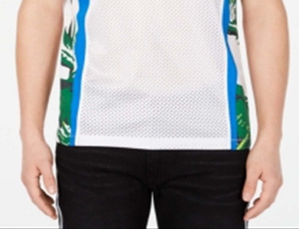 Camiseta masculina estampada em malha INC International Concepts, tamanho grande, branca