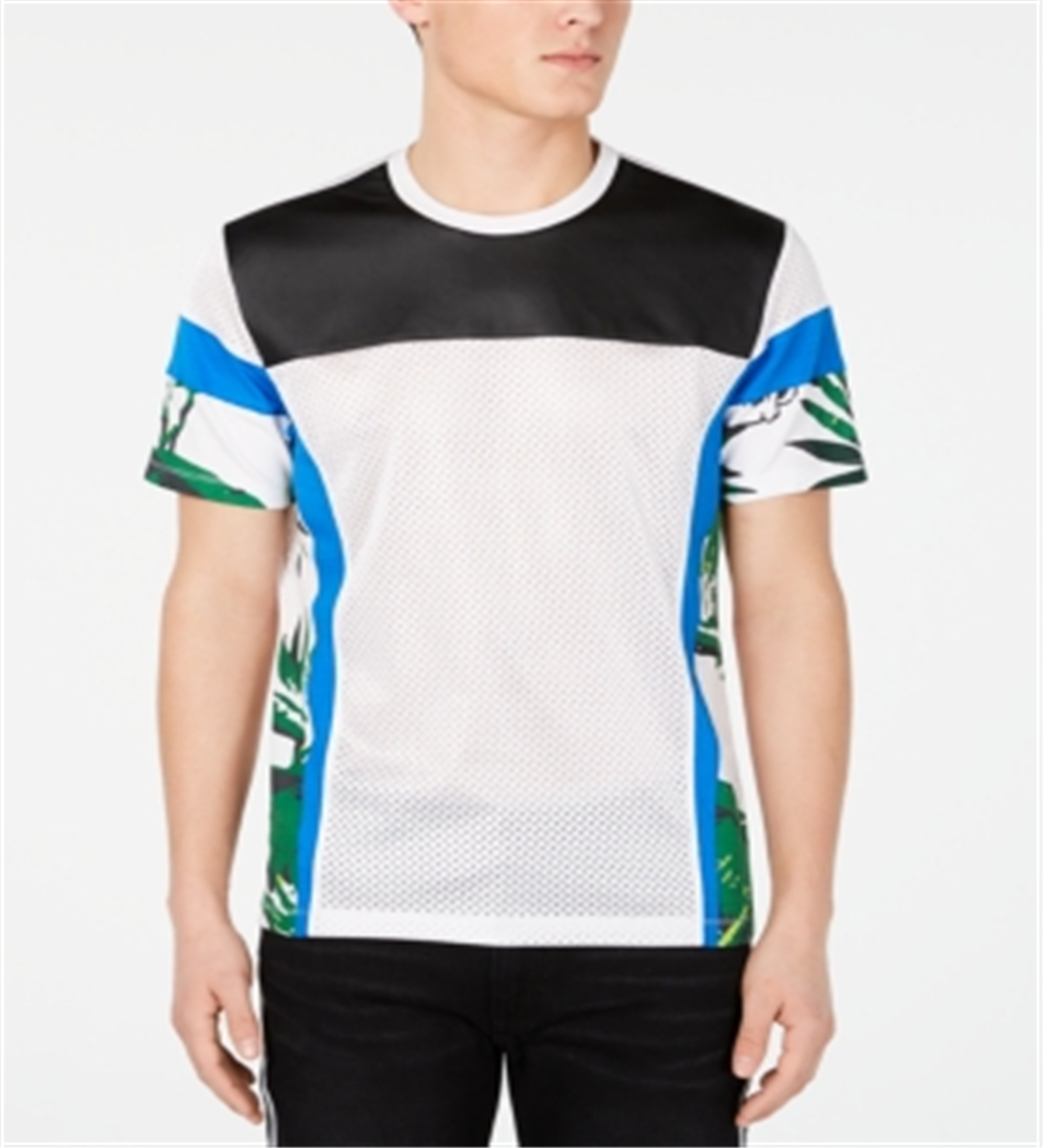 Camiseta masculina estampada em malha INC International Concepts, tamanho grande, branca