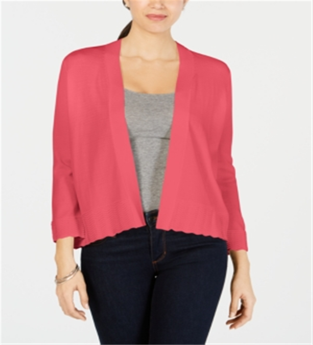 Cardigan feminino Charter Club coral sólido manga comprida aberto blusa suéter coral tamanho médio
