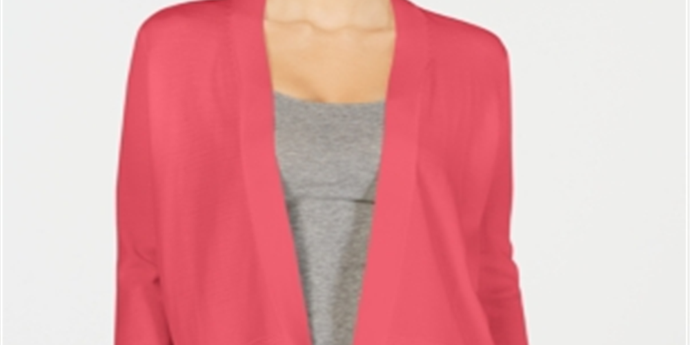 Cardigan feminino Charter Club coral sólido manga comprida aberto blusa suéter coral tamanho médio