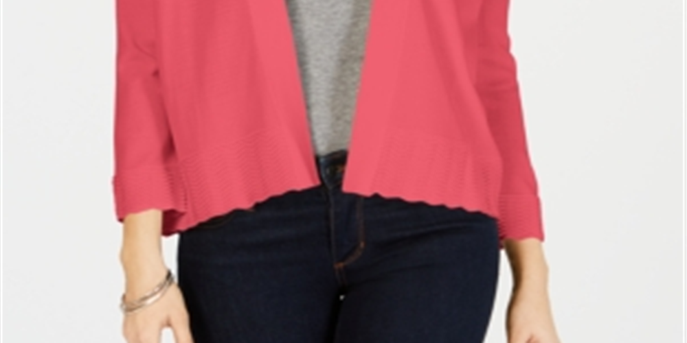 Cardigan feminino Charter Club coral sólido manga comprida aberto blusa suéter coral tamanho médio