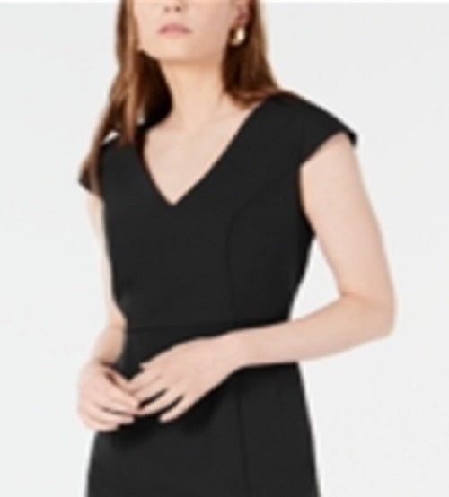 Vestido justo feminino Bar III com decote em V, preto, tamanho 0