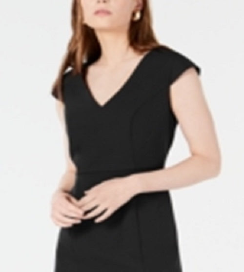 Vestido justo feminino Bar III com decote em V, preto, tamanho 2