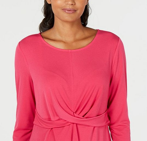 Blusa feminina Alfani de manga comprida e decote redondo, rosa, tamanho extragrande