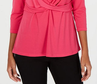 Blusa feminina Alfani de manga comprida e decote redondo, rosa, tamanho extragrande
