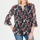 Charter Club Blusa Feminina Floral Pintuck Azul Tamanho X-G