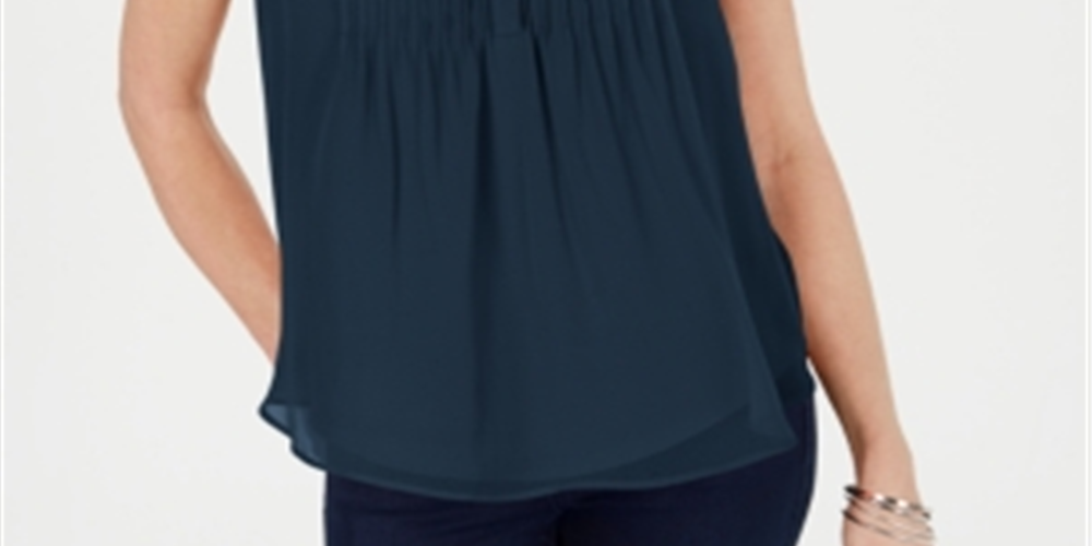 Blusa feminina sem mangas Charter Club, azul, tamanho extragrande
