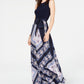 Vestido longo com cinto feminino INC International Concepts, azul, tamanho 0, pequeno