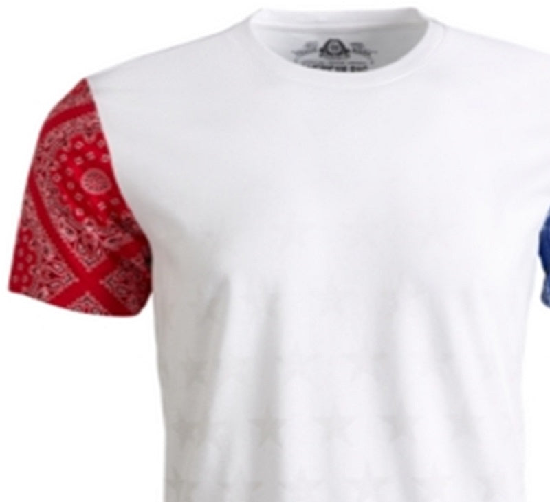 Camiseta masculina American Rag com estampa de estrelas e blocos de cores, branca, tamanho grande