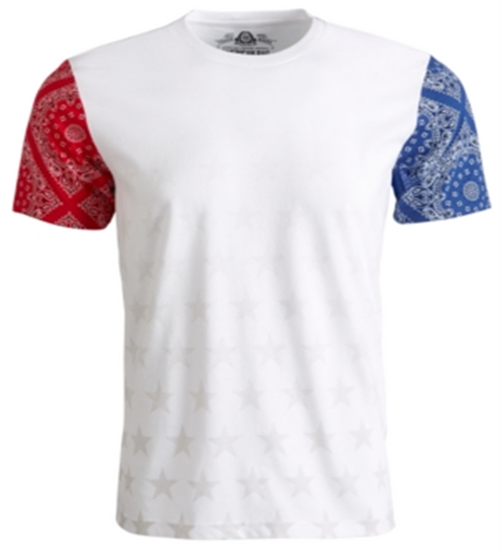 Camiseta masculina American Rag com estampa de estrelas em tons coloridos e blocos, branca, tamanho extragrande