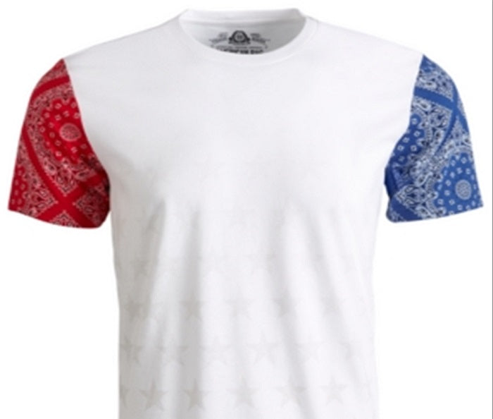 Camiseta masculina American Rag com estampa de estrelas em tons coloridos e blocos, branca, tamanho extragrande