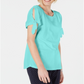 Karen Scott Blusa Feminina Manga Amarrada Azul Tamanho X-G