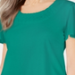 Camiseta feminina Karen Scott com gola trançada, verde, tamanho X-S