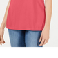 Camiseta feminina Karen Scott com gola trançada, coral, tamanho médio