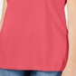 Camiseta feminina Karen Scott com gola trançada, coral, tamanho médio