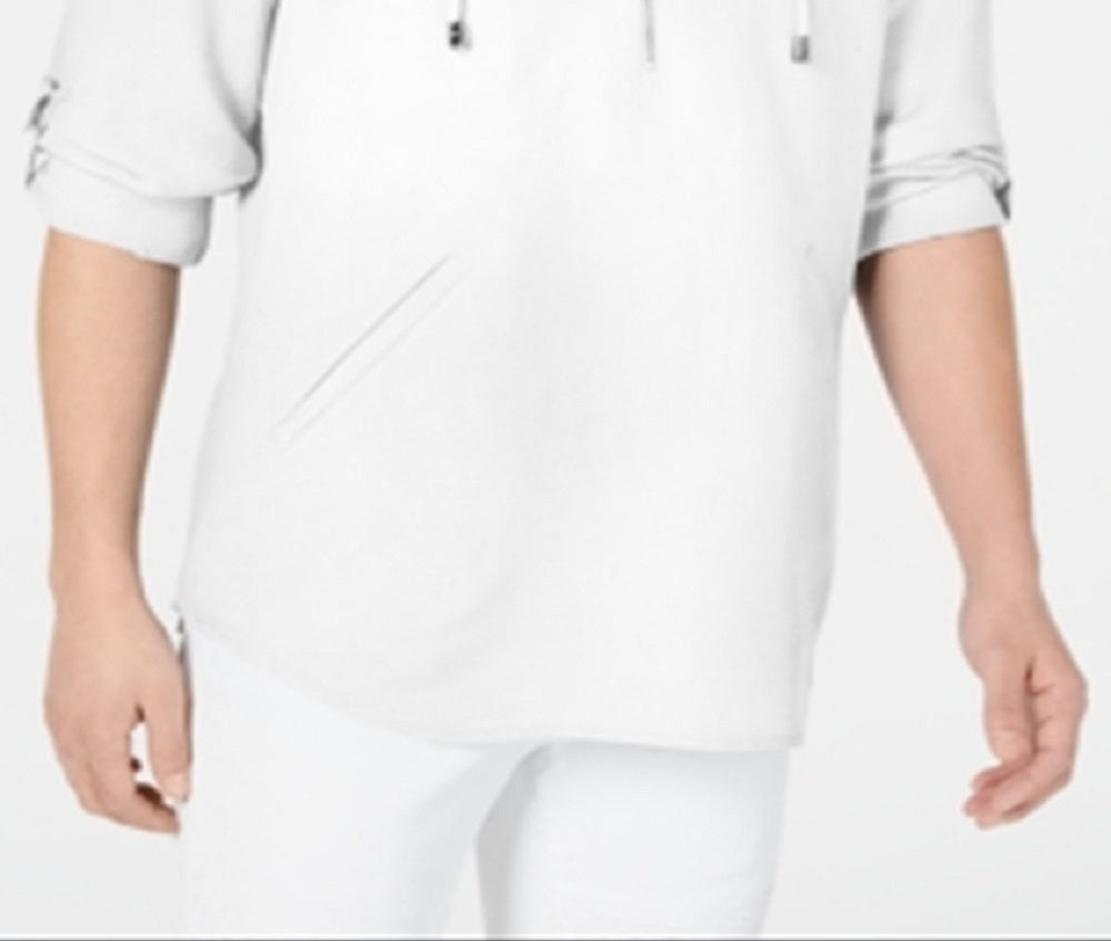INC International Concepts Moletom com capuz masculino com zíper e meio, branco, tamanho extragrande