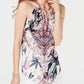 INC International Concepts Top feminino sem mangas floral preto tamanho extragrande