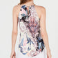 INC International Concepts Top feminino sem mangas floral preto tamanho extragrande