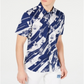 Camisa masculina American Rag com botões e gola trançada, azul, tamanho médio