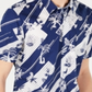 Camisa masculina American Rag com botões e gola trançada, azul, tamanho médio