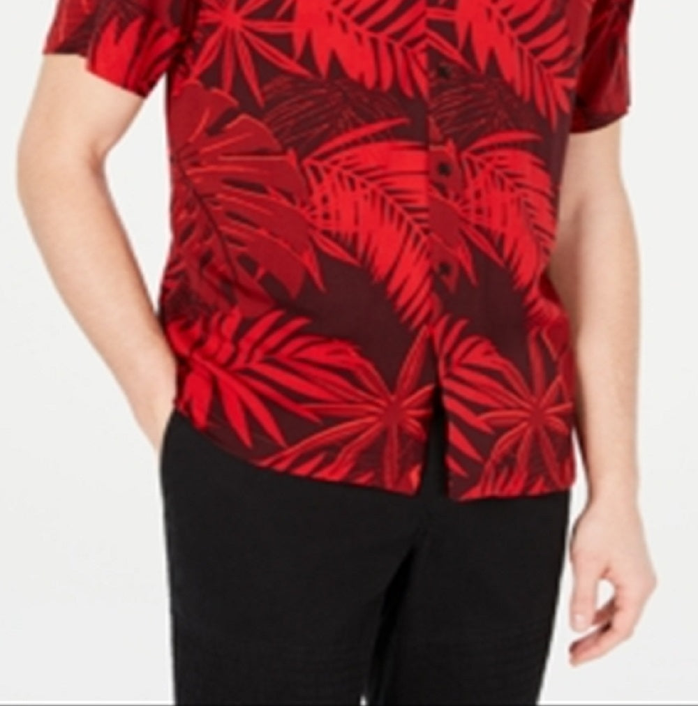 Camisa masculina de manga curta tropical American Rag, vermelha, tamanho médio