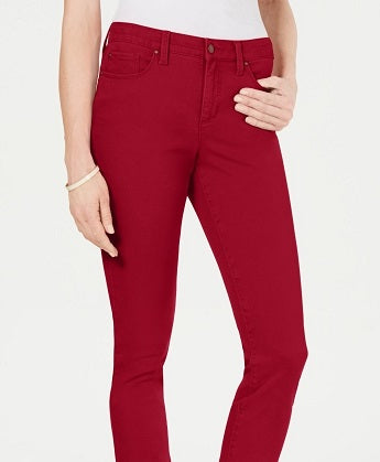 Calça jeans feminina Charter Club Tummy Control Bristol Capri vermelha tamanho 10
