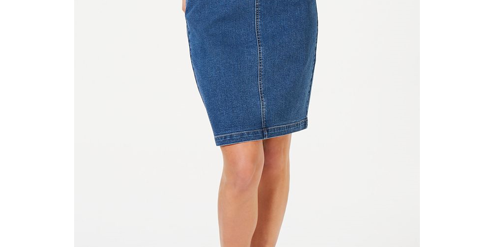 Saia jeans feminina Charter Club com controle de barriga - Azul, tamanho 4