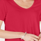 JM Collection Top feminino com decote em V e costas em treliça, rosa, tamanho grande
