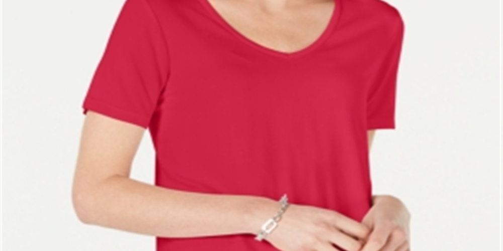 JM Collection Top feminino com decote em V e costas em treliça, rosa, tamanho grande
