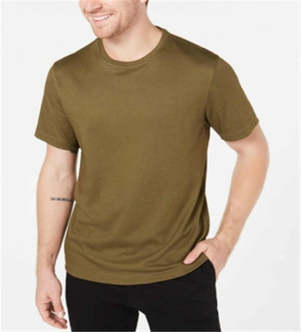 Camiseta masculina Tasso Elba Supima Blend com decote redondo e manga curta, verde, tamanho grande