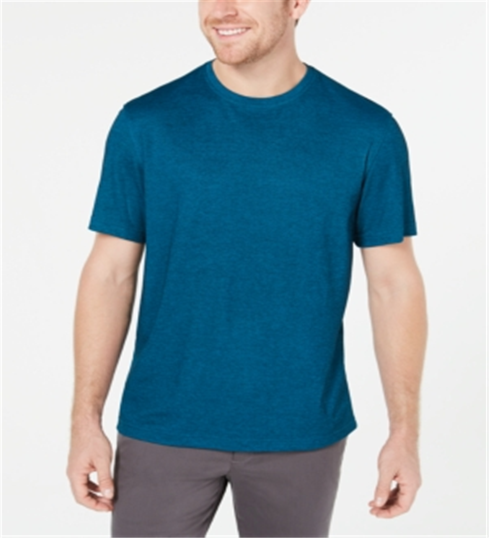 Camiseta masculina Tasso Elba Supima Blend com gola redonda e manga curta, azul, tamanho grande