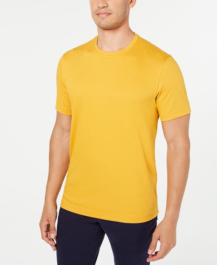 Camiseta masculina Tasso Elba Supima Blend com gola redonda e manga curta, amarela, tamanho GG
