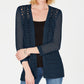Cardigan feminino Charter Club com ponto aberto e suéter azul tamanho M