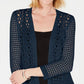 Cardigan feminino Charter Club com ponto aberto e suéter azul tamanho M