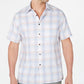 Camisa xadrez Dobby elástica masculina Tasso Elba, branca, tamanho pequeno
