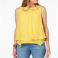 Top estilo feminino com acabamento em renda e alças finas, amarelo, tamanho pequeno