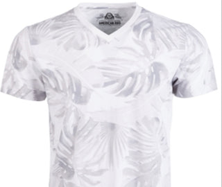 Camiseta masculina American Rag com estampa de folhas em tons, branca, tamanho XX-G