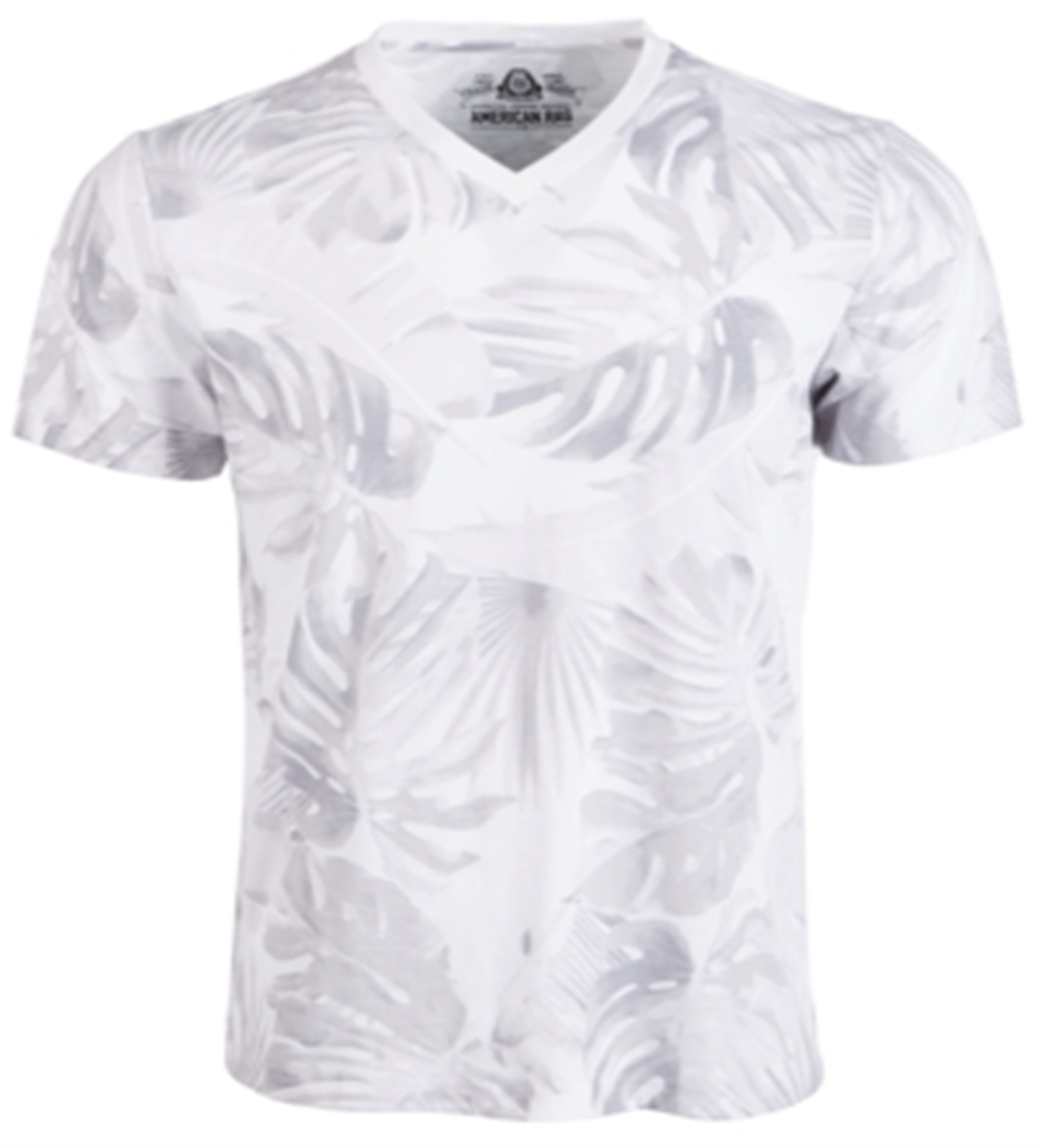 Camiseta masculina American Rag com estampa de folhas em tons, branca, tamanho XX-G