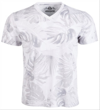 Camiseta masculina American Rag com estampa de folhas em tons, branca, tamanho XX-G